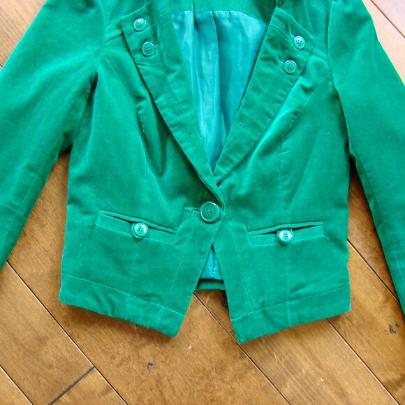 Velvet Green Jacket Blazer Vero Moda Single Breast Whimsigoth Size 34 XS Small - Picture 10 of 16